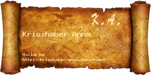 Kriszhaber Anna névjegykártya